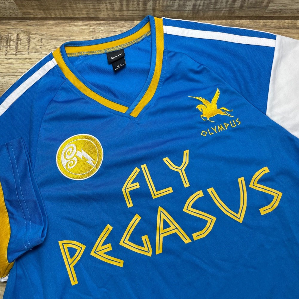 Disney Hercules Fly Pegasus Olympus Jersey Blue Yellow Medium Unisex SS
